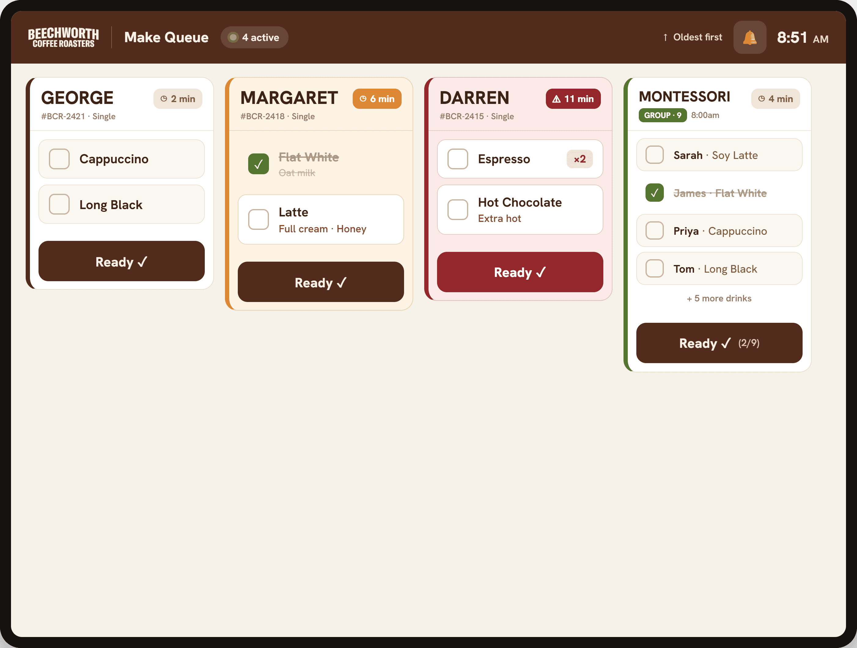 Barista make queue on iPad