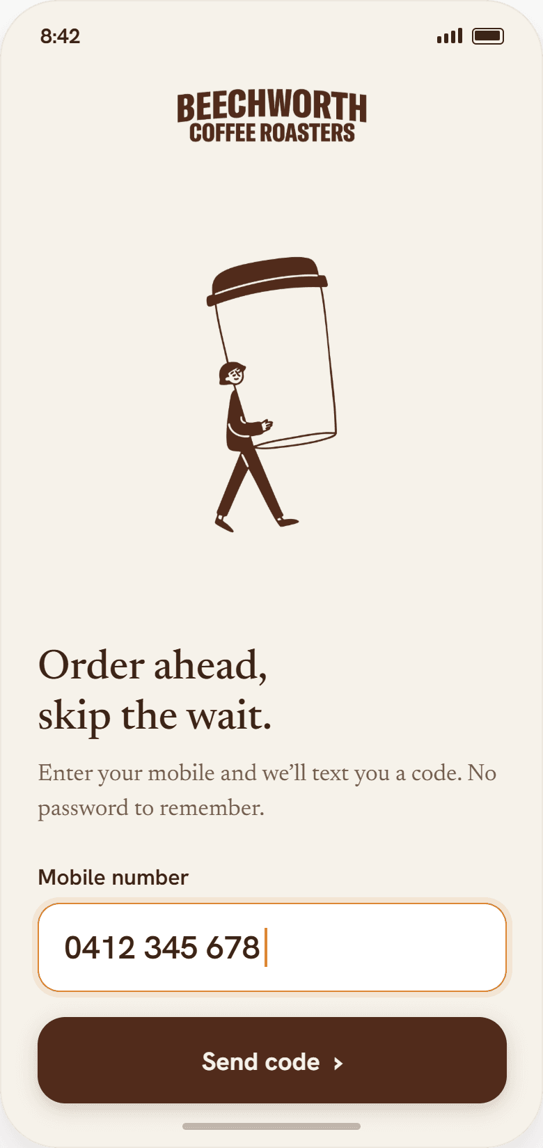 Sign in screen